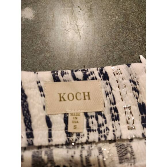 Koch blue&white fringe patterned skirt sz Small Koch blue&white fringe patterned - Picture 2 of 3